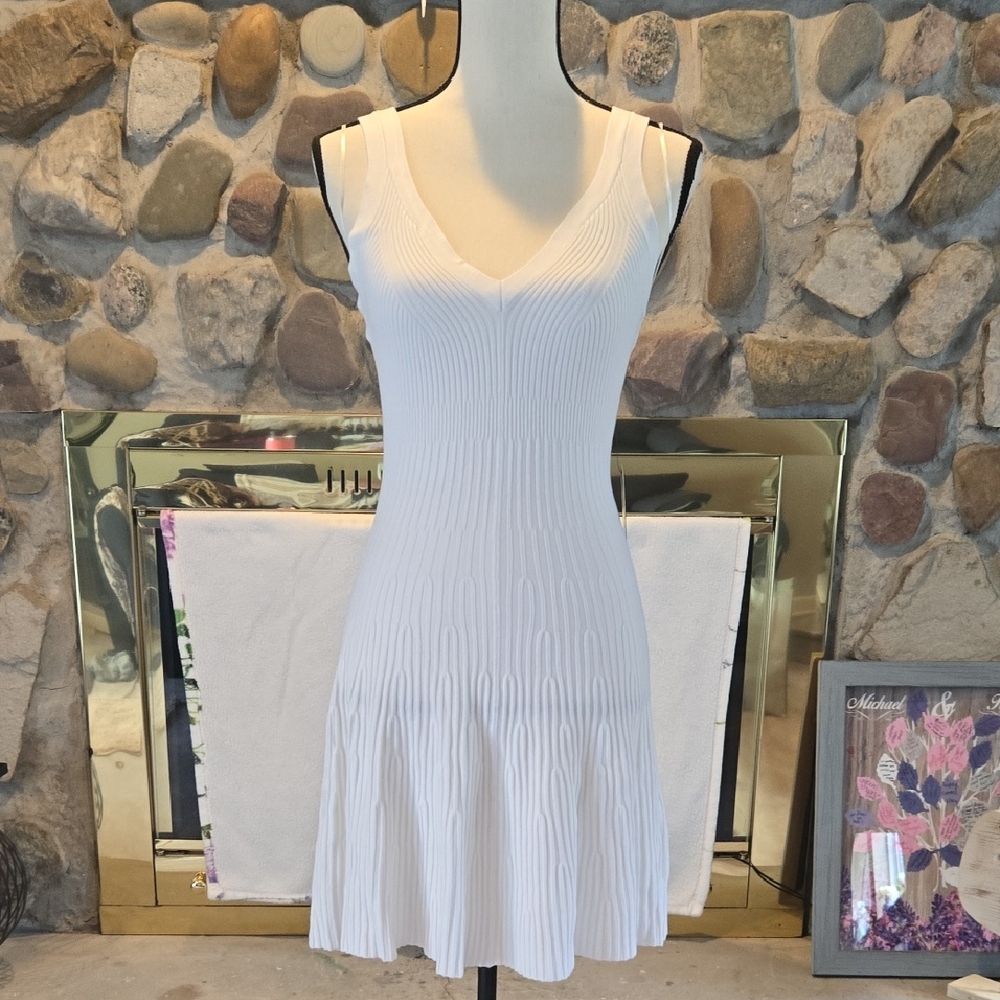 Express White Ribbed Mini Sweater Dress
